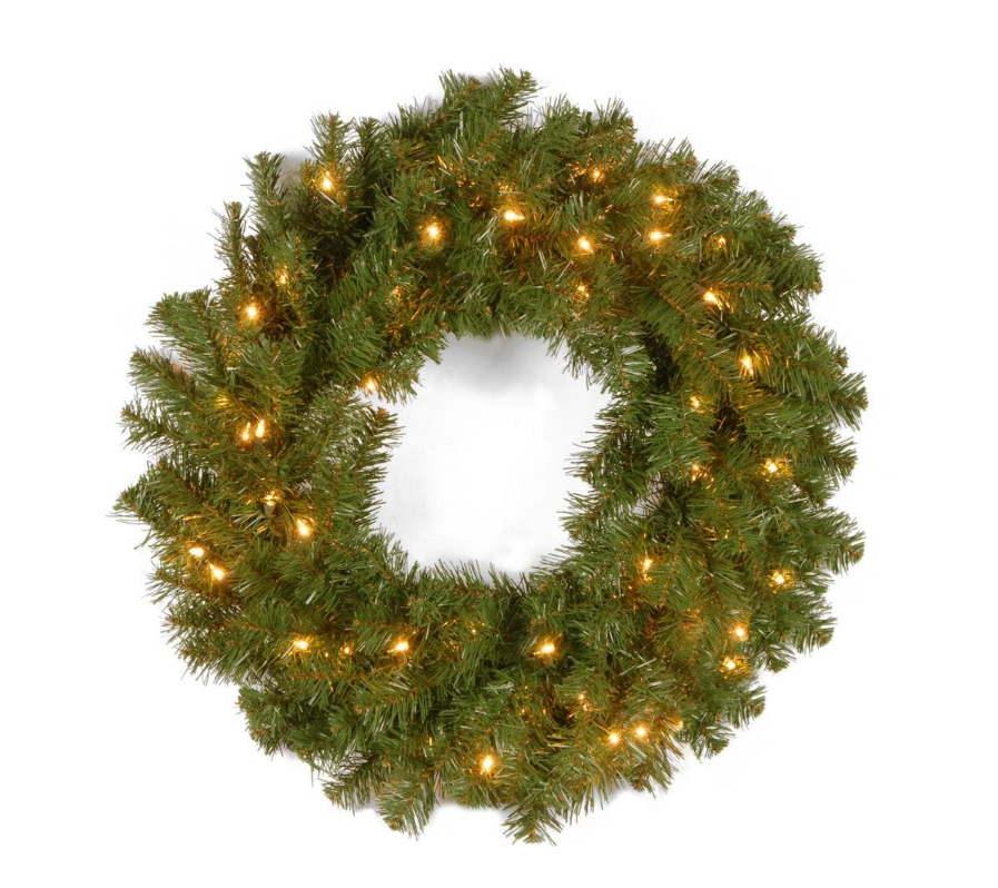 24 in. Kincaid Spruce Artificial Christmas Wreath with Clear Lights