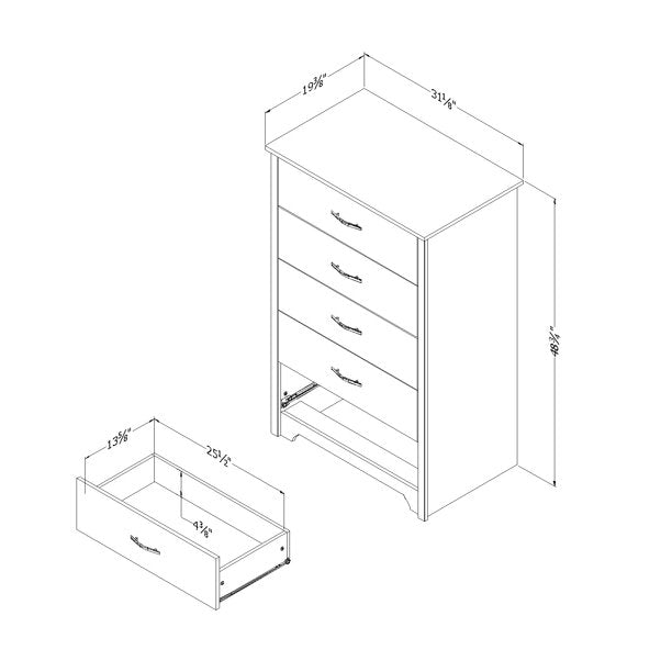 South Shore Fusion 5-Drawer Chest, Pure Black
