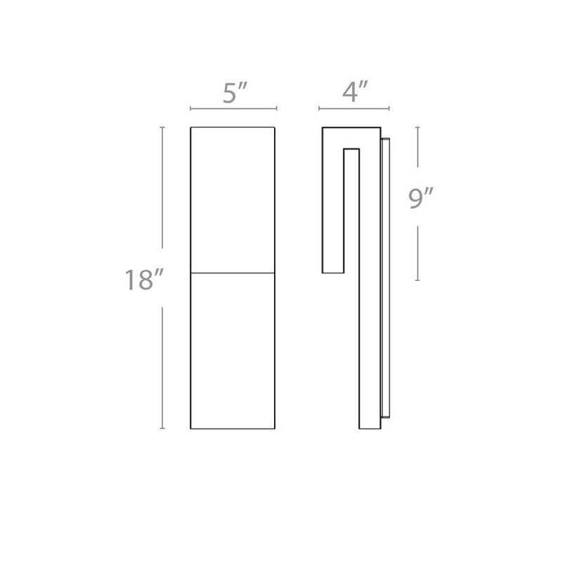 2-Light LED Outdoor Bulkhead Light, 18x5x4"