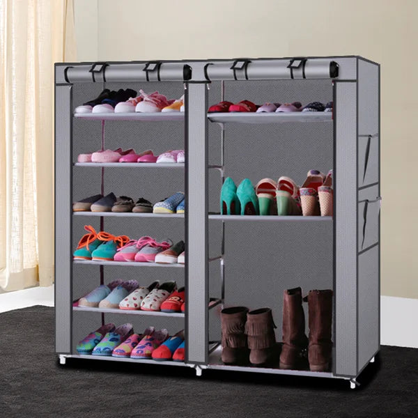 2-Line Non-Woven Fabric 36 Pair Shoe Rack