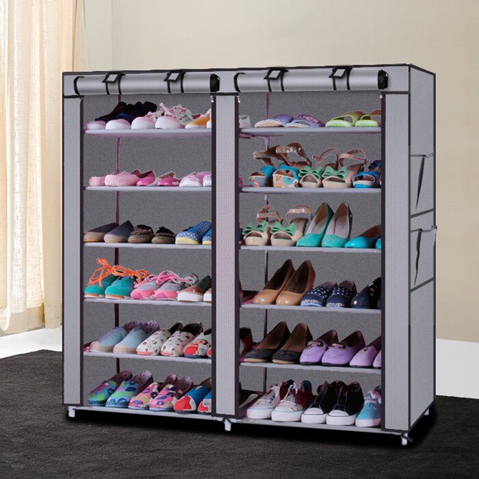 2-Line Non-Woven Fabric 36 Pair Shoe Rack