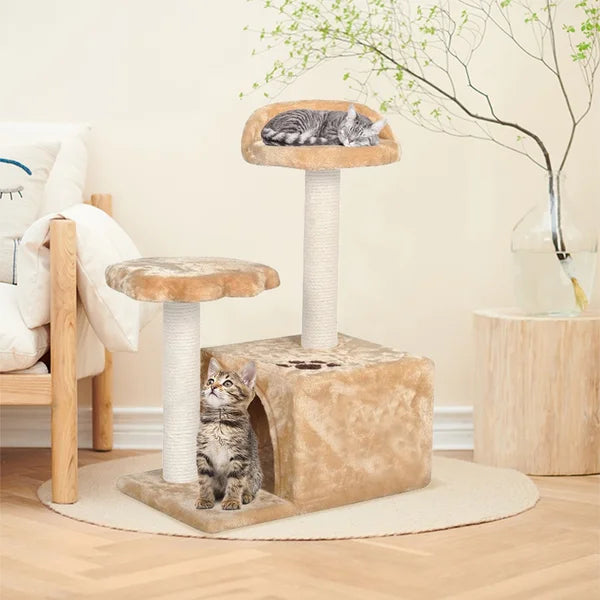 2-Tier Cat Activity Tree,Cat Scratching Sisal Post Tower