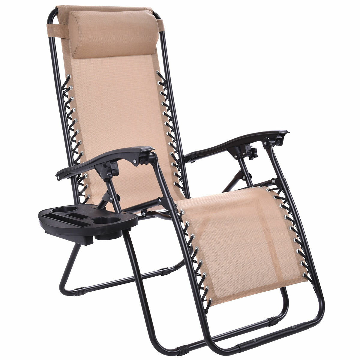 2 Pcs Folding Lounge Chair with Zero Gravity pc342