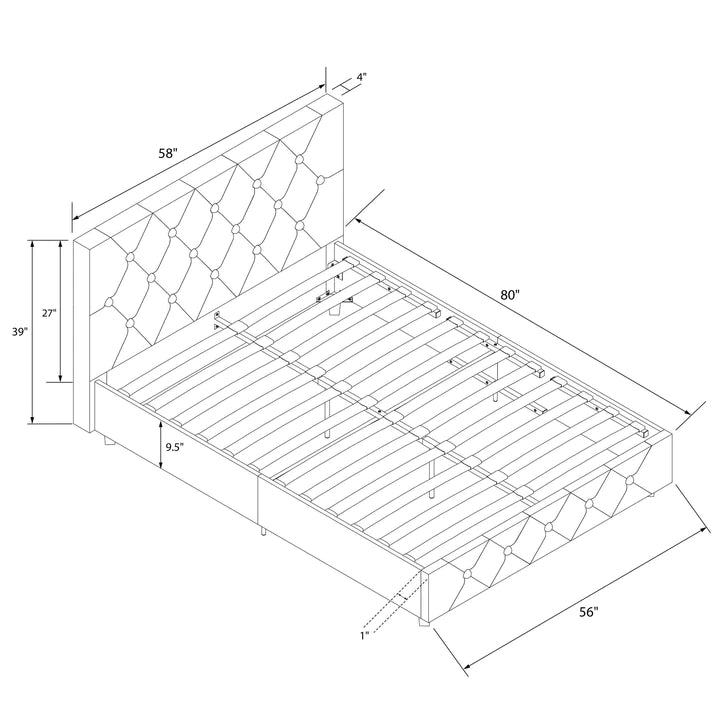 DHP Dakota Upholstered Platform Bed, Full, White