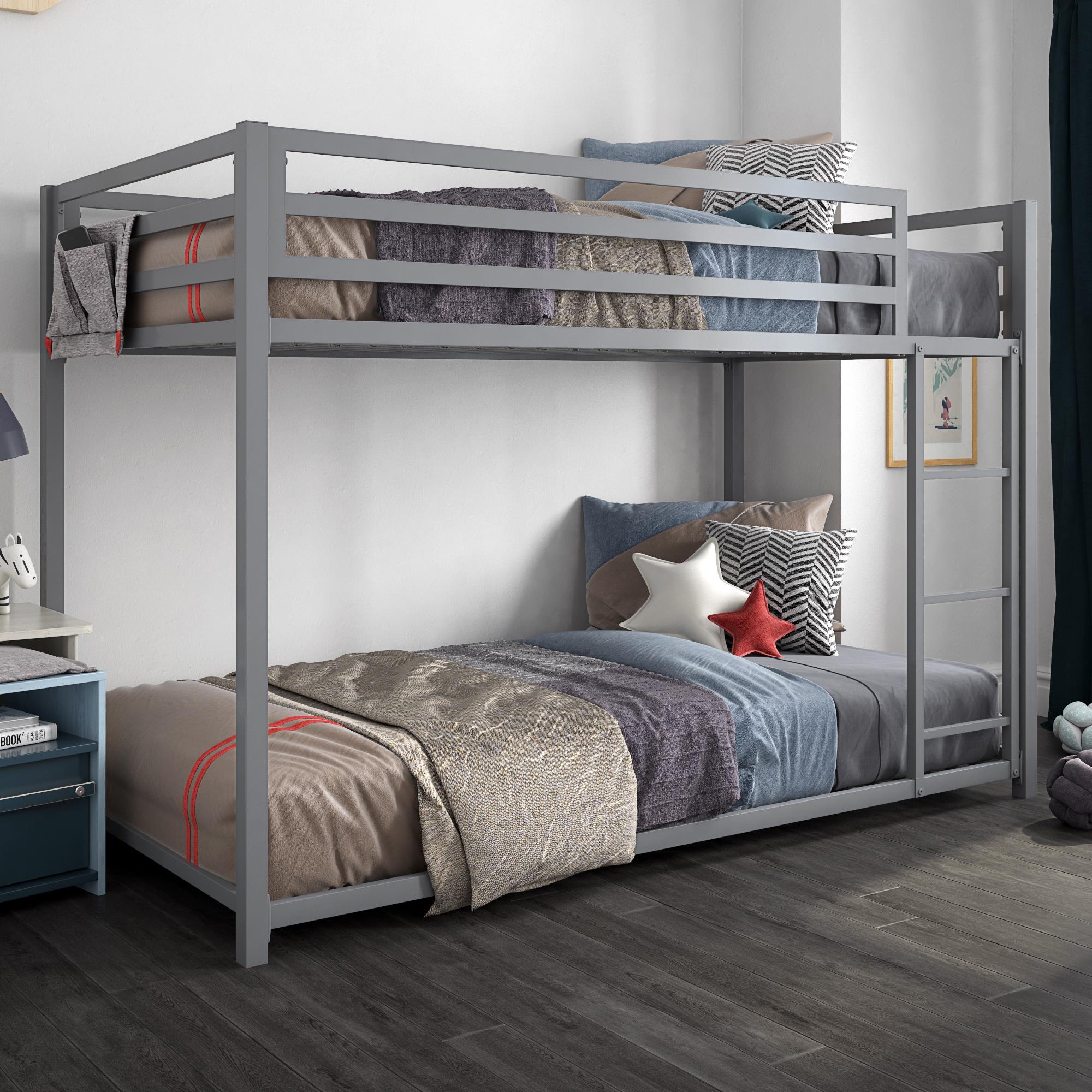 Miles Twin over Twin Bunk Bed, Silver (#K2254)