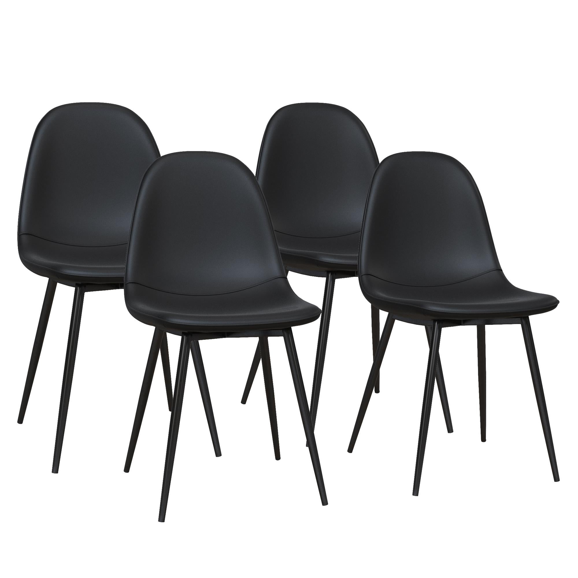 Set of 4 - Cooper Faux Leather Dining Chairs, Black (#K2511)