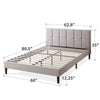 Zinus Lottie 35” Upholstered Platform Bed Frame with Short Headboard, Beige, Queen