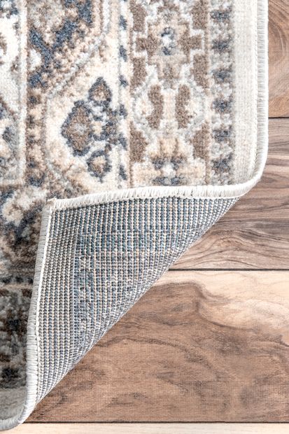 Beige Melange Tiles 9' x 12' Area Rug  KRUG199-P5