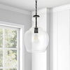 Ceiling Pendant in Blackened Bronze with Clear Glass Shade