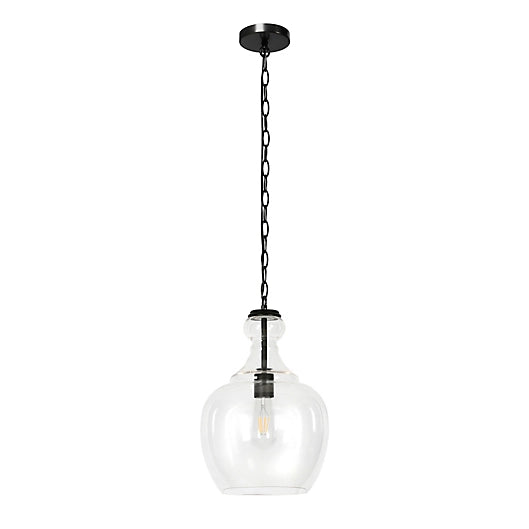 Ceiling Pendant in Blackened Bronze with Clear Glass Shade