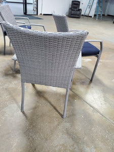 Cosco Lakewood Ranch 6 piece Steel and Wicker Patio Dining Chairs Gray/Blue