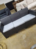 Dark Gray Faux Rattan Sofa With All-Weather Light Gray Cushions