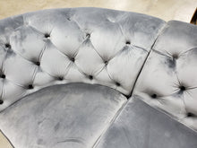 Load image into Gallery viewer, Gray Velvet Tufted Sectional Piece 139&quot;L x 29&quot;H
