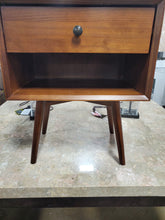 Load image into Gallery viewer, Mid-Century 1 Drawer Solid Wood Nightstand in Caramel
