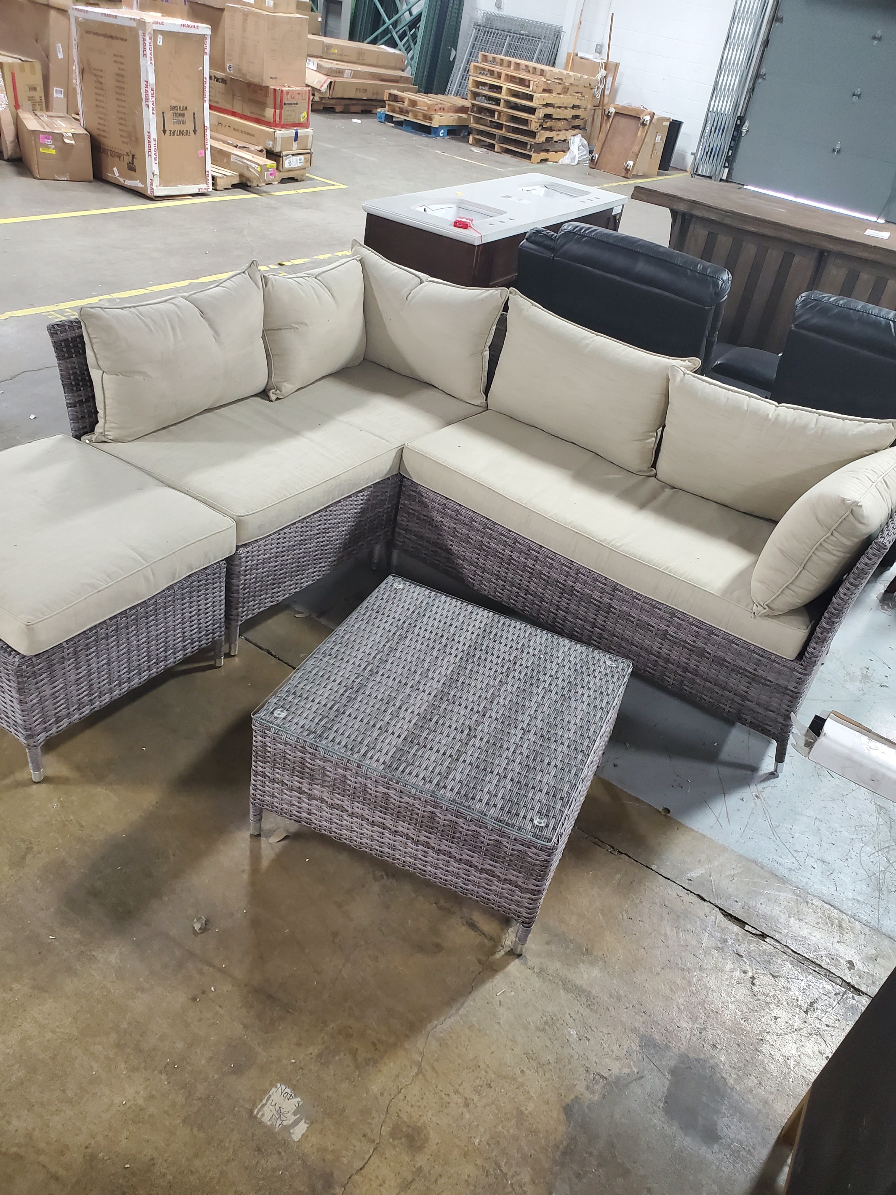Ellenburg 4 Piece Rattan Sectional Seating Group with Cushions