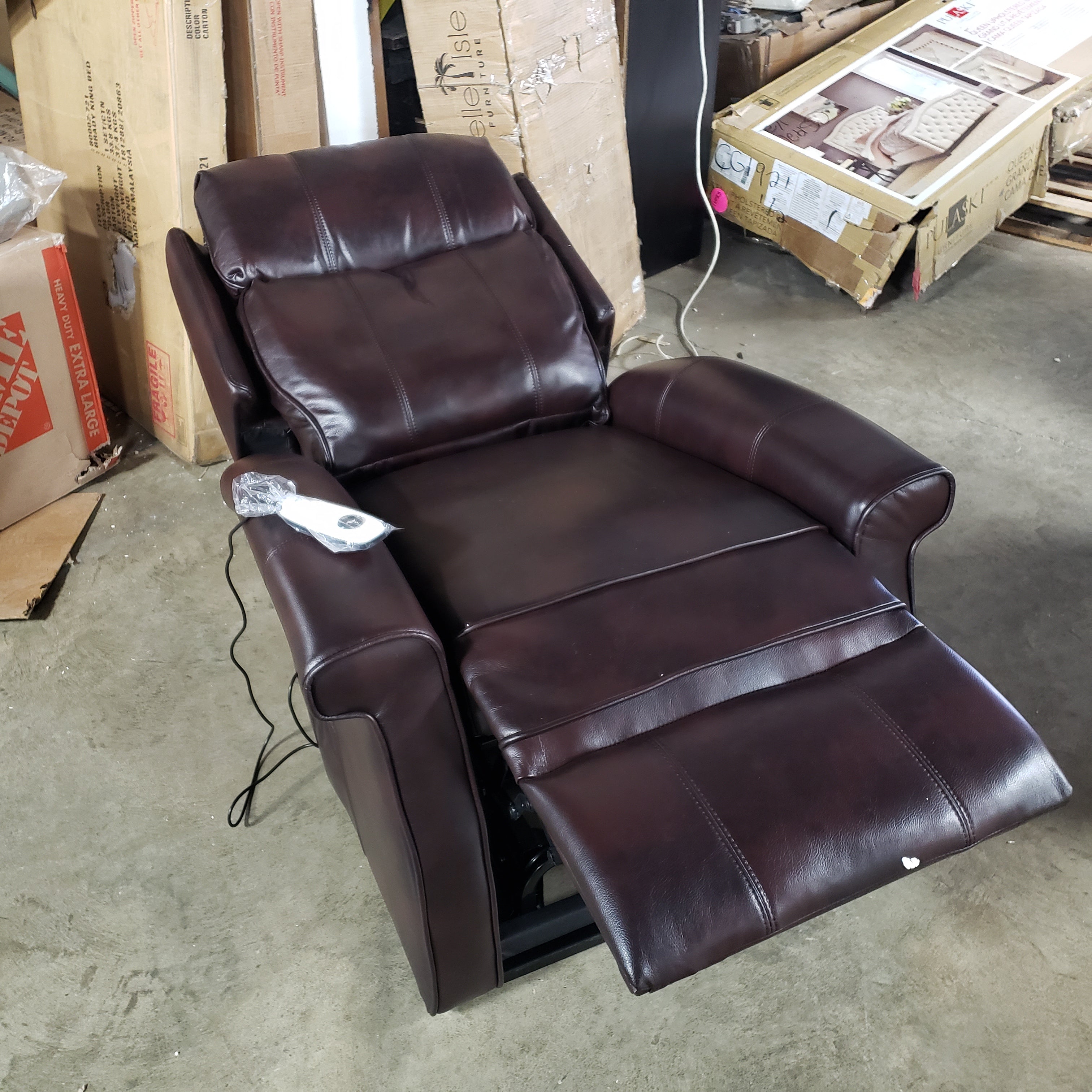 Nojus Faux Leather Power Lift Assist Recliner Brown Salvage & Co Indy