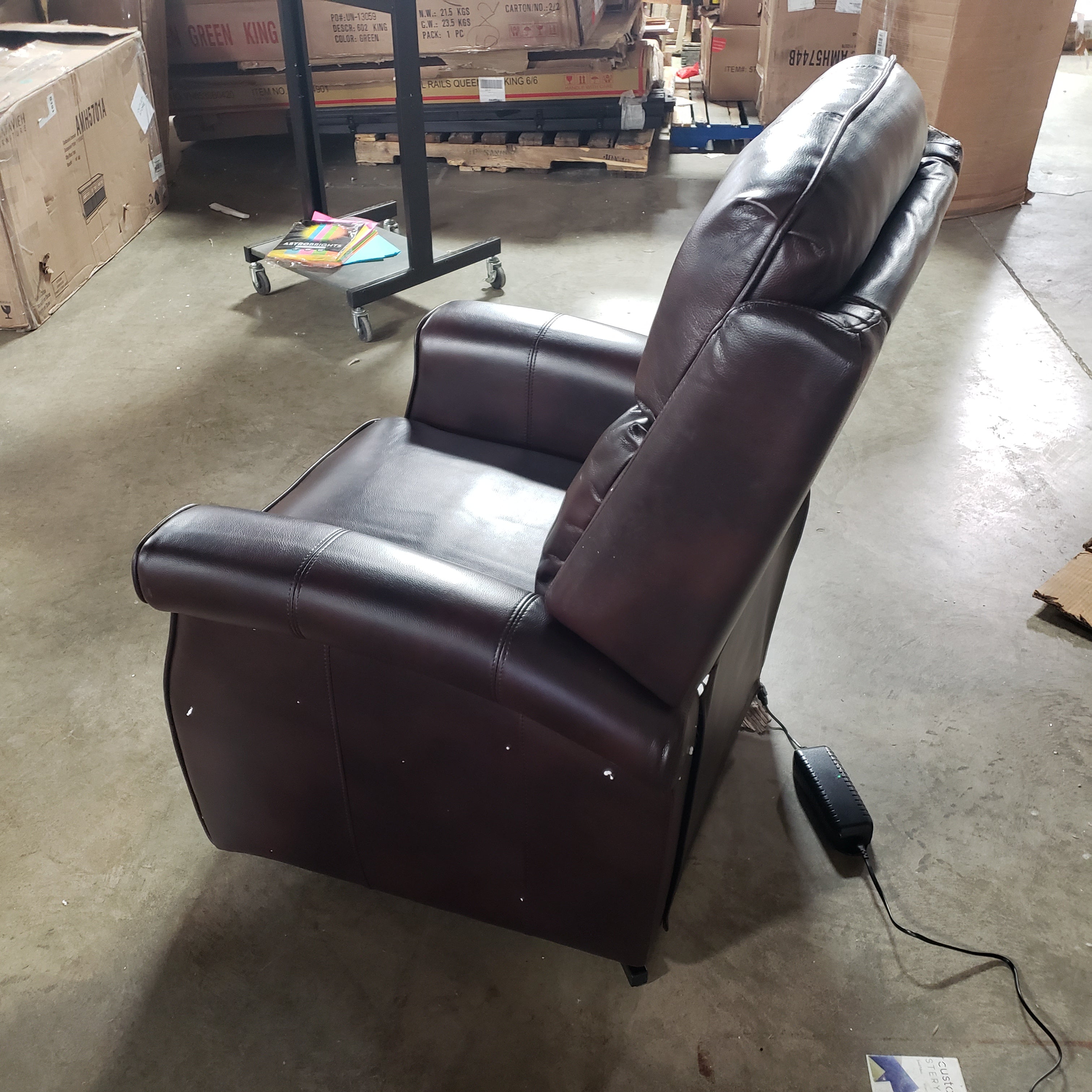 Nojus Faux Leather Power Lift Assist Recliner Brown Salvage & Co Indy