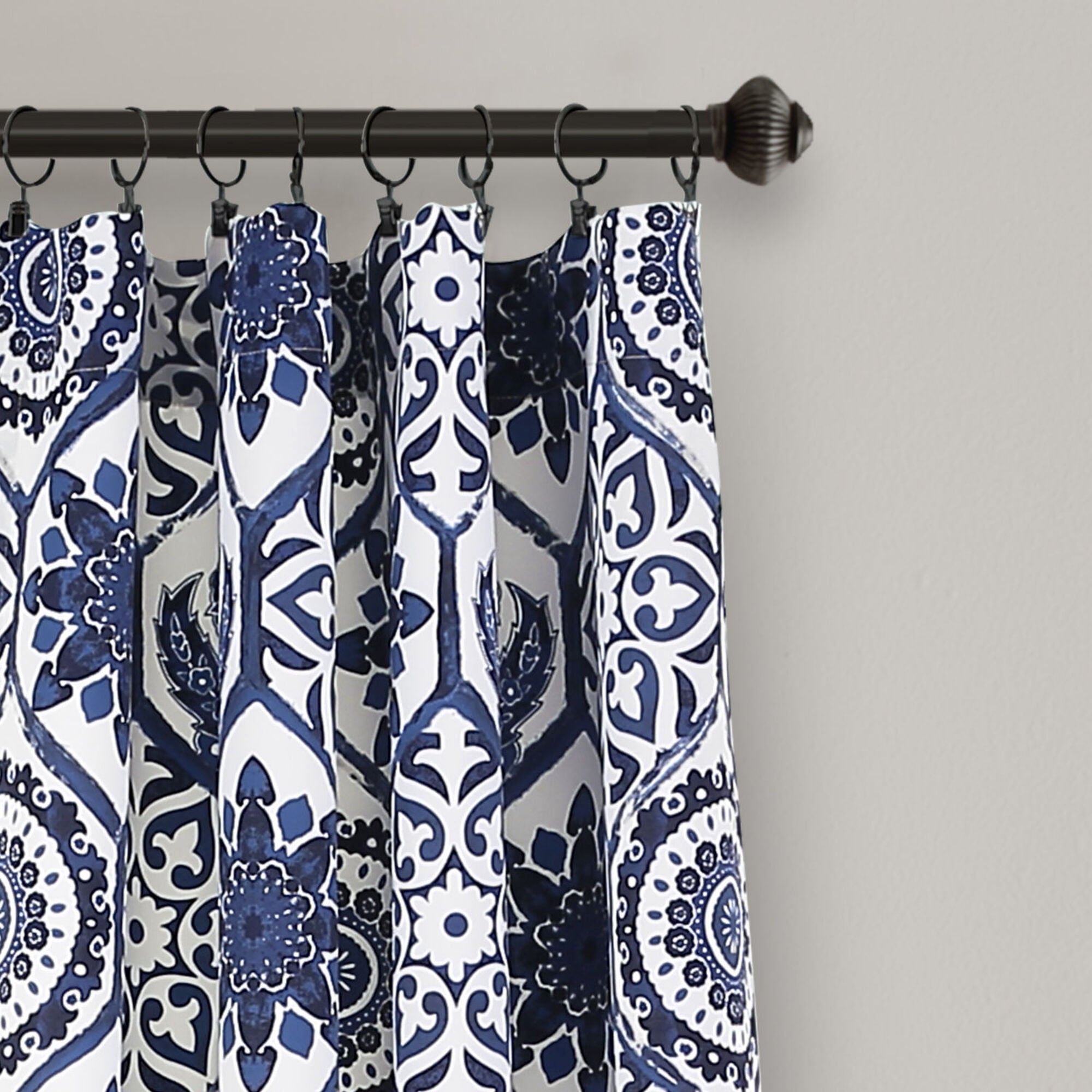 Blue and White 52 x 95 In. Room Darkening Window Curtain Panel, Set of 4