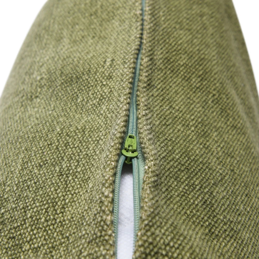 20" Square Canvas Pillow Cover with Tassels - Green
