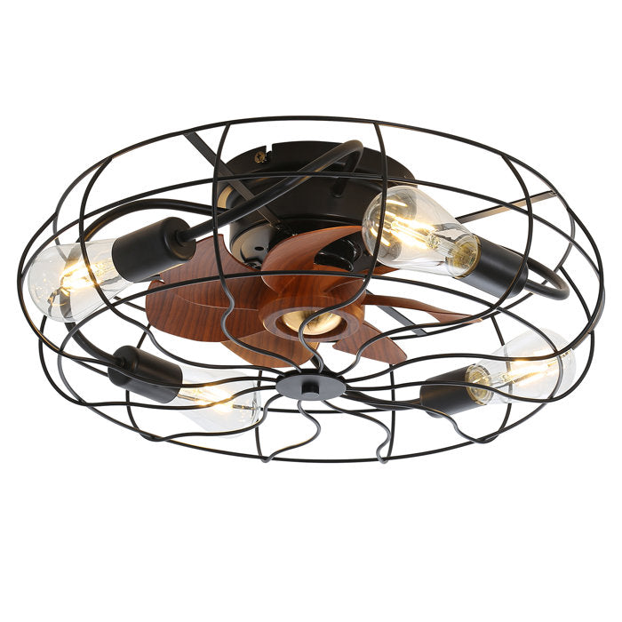 20"7 - Blade Caged Ceiling Fan Bladeless with Remote Control and Light Kit Included