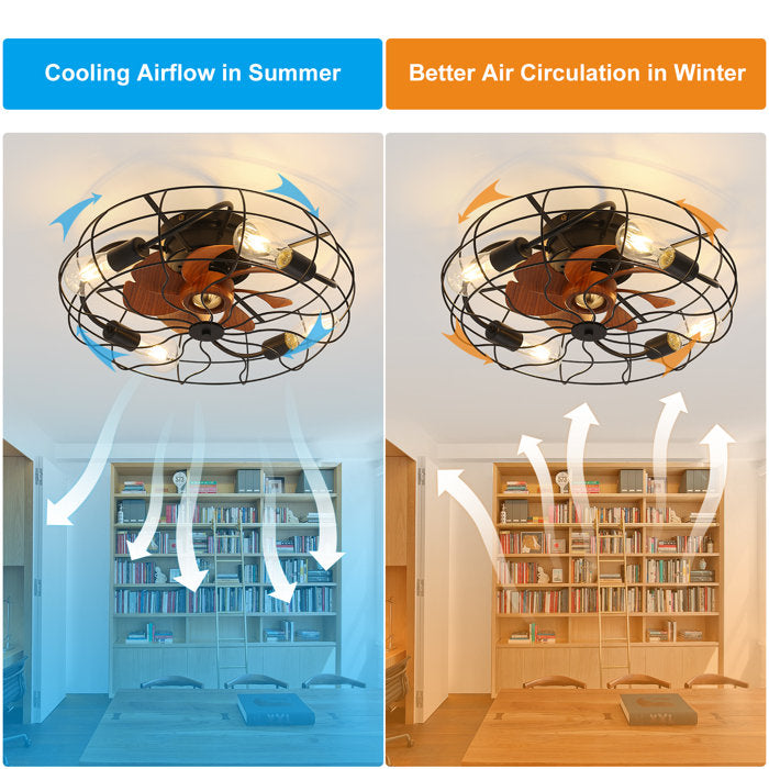 20"7 - Blade Caged Ceiling Fan Bladeless with Remote Control and Light Kit Included