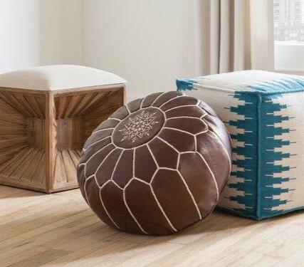 20" Wide Round Floral Pouf Ottoman LX5329