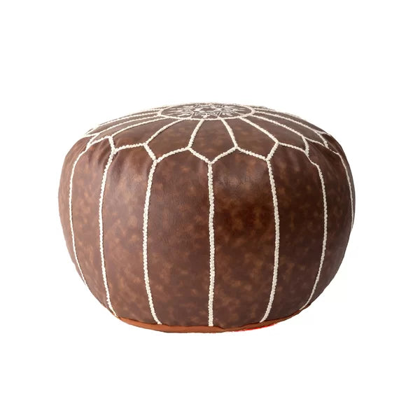20'' Wide Faux Leather Round Pouf Ottoman