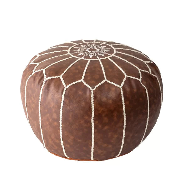 20'' Wide Faux Leather Round Pouf Ottoman