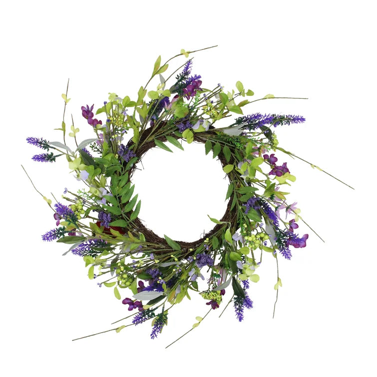 20" Lavender and Flower Spring Wreath