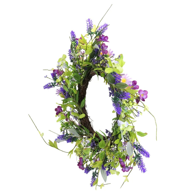 20" Lavender and Flower Spring Wreath