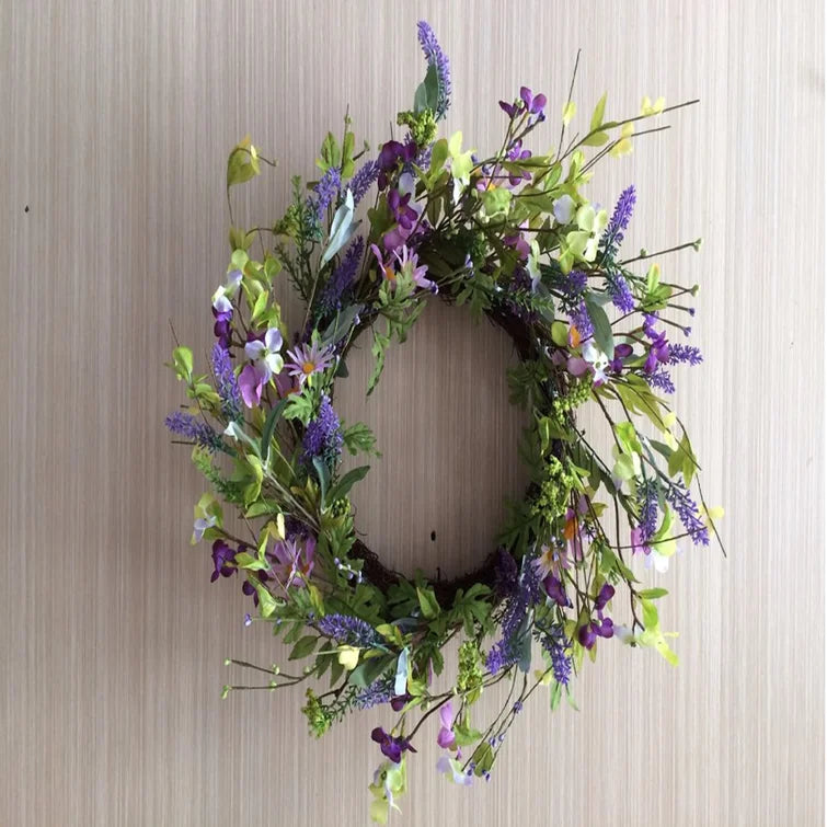 20" Lavender and Flower Spring Wreath