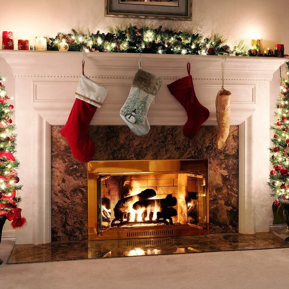 21" Alpine Collection Evergreens and Snowman Stocking - 21 in