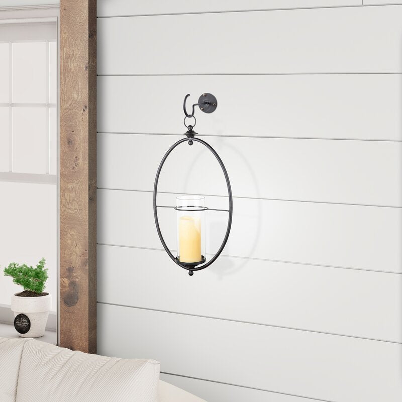 Black 21.4" Iron Wall Sconce K8804
