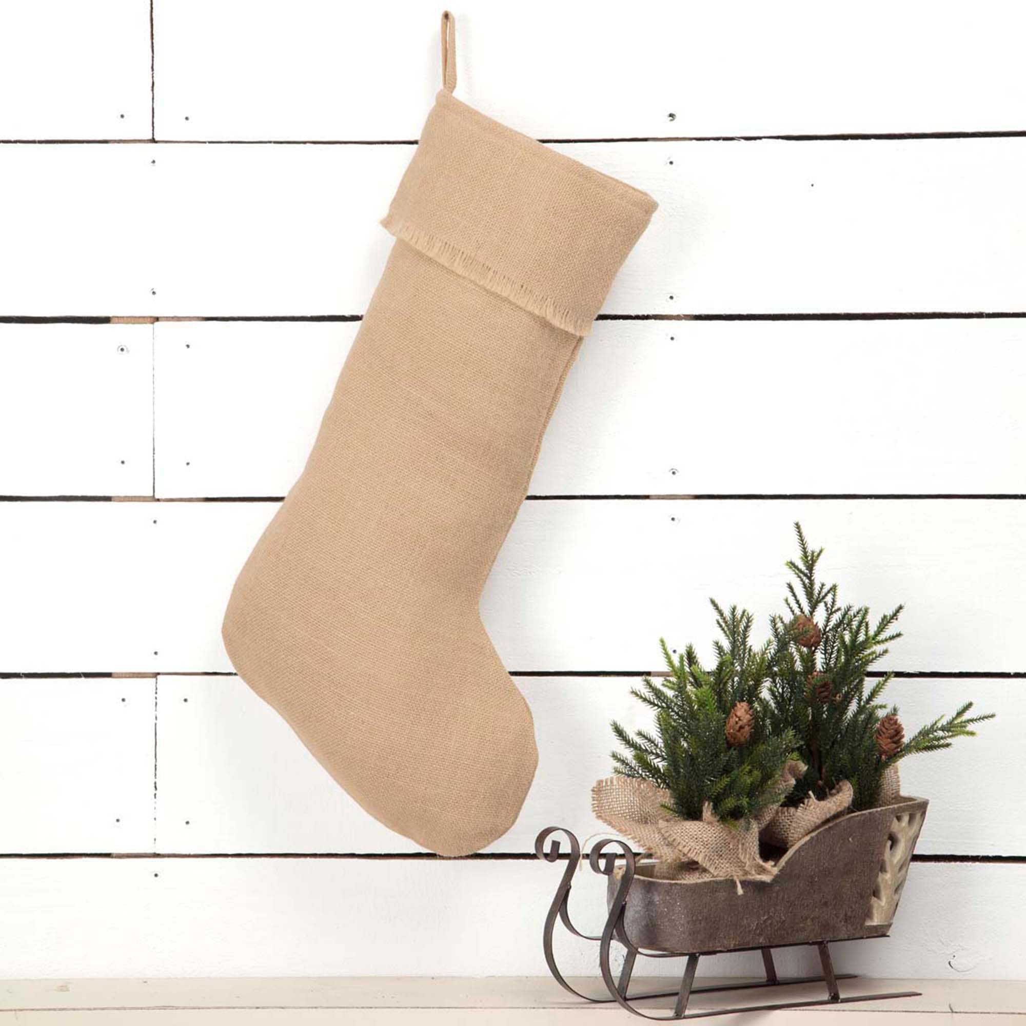20-Inch Jute Burlap Christmas Stocking, B36-DS125