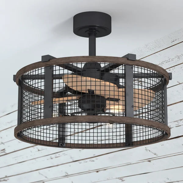 21'' Ender 3 - Blade Caged Ceiling Fan with Remote Control and Light Kit Included