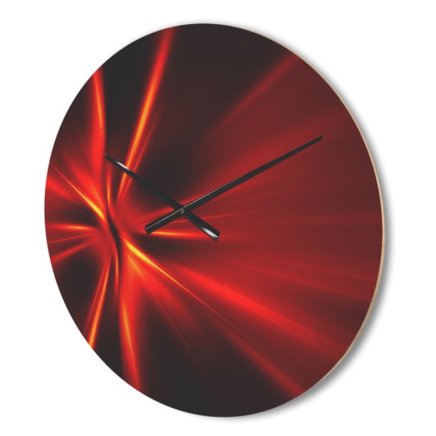 'Yellow and Red Rays ' Modern Wood Wall Clock, 23 x 23