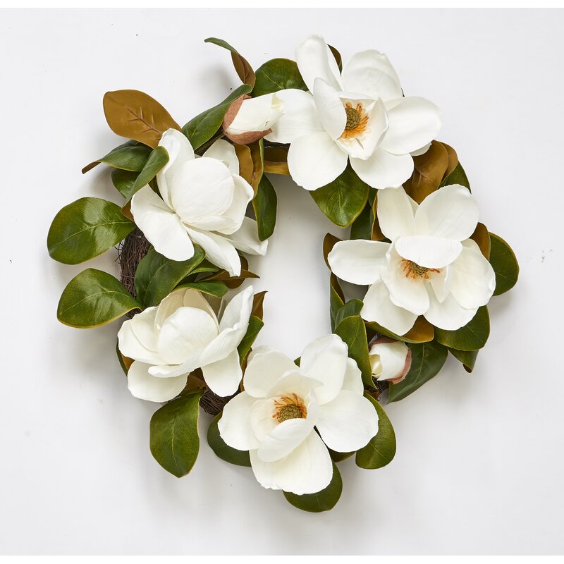 22" Magnolia Flower Wreath