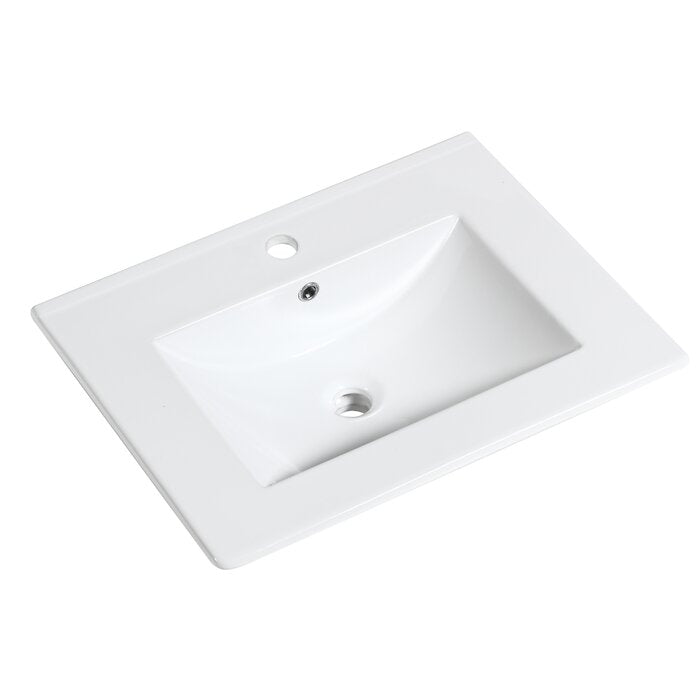24.01'' Ceramic Single Bathroom Vanity Top in White with Sink