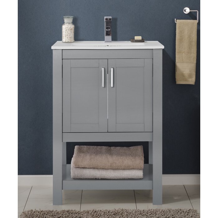 24.01'' Ceramic Single Bathroom Vanity Top in White with Sink