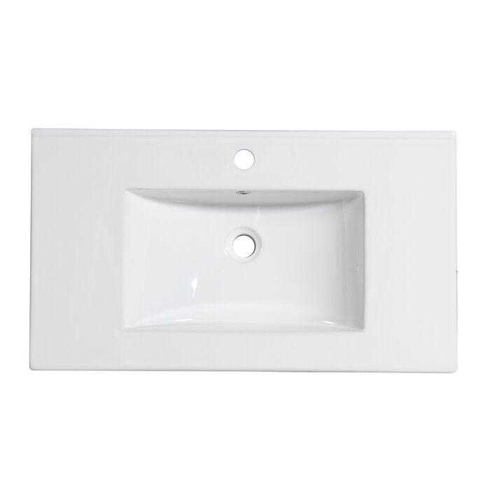 24.01'' Ceramic Single Bathroom Vanity Top in White with Sink