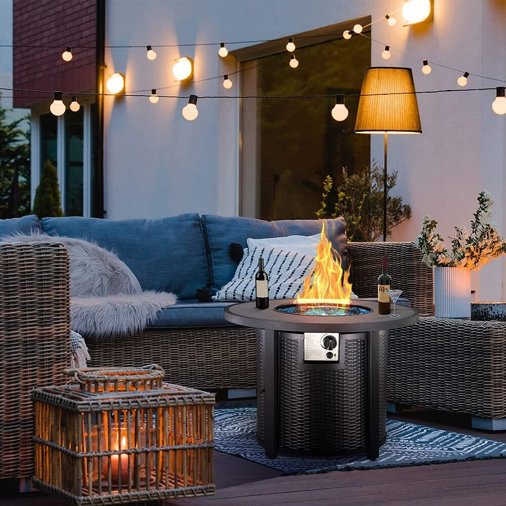24.4'' H x 32'' W Stainless Steel Propane Outdoor Fire Pit Table