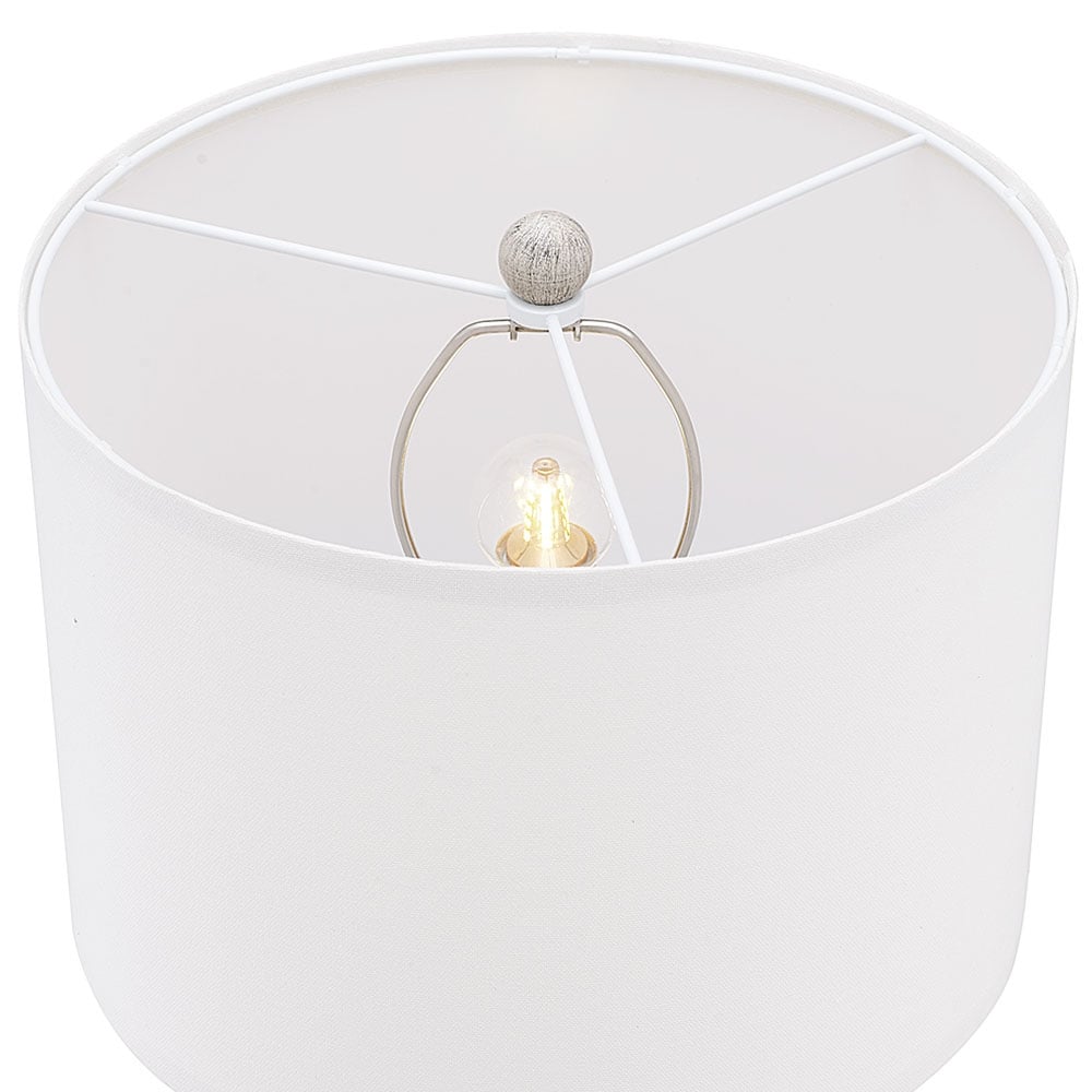 24.5-inch Washed Beige/Gold Farmhouse Table Lamp with White Linen Shade, 9.5-Watt LED Bulbs Included (Set of 2) - 2-Pack--24.5"H