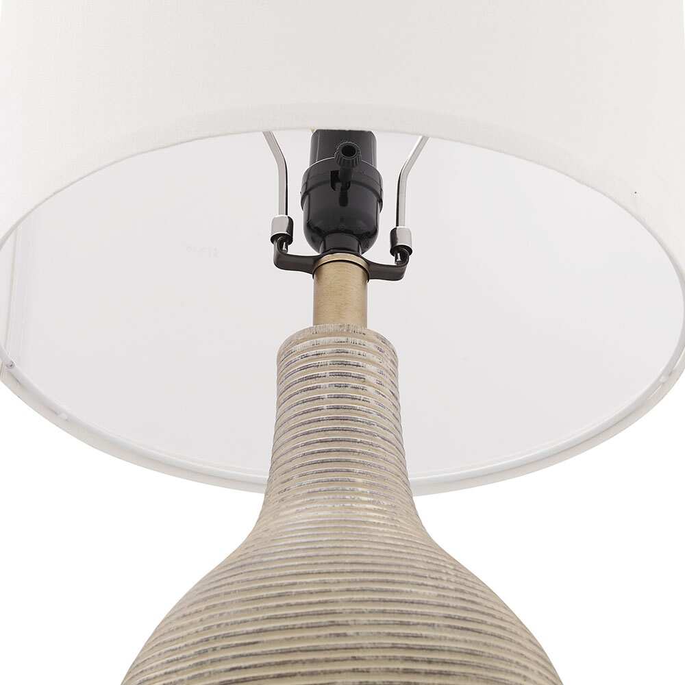 24.5-inch Washed Beige/Gold Farmhouse Table Lamp with White Linen Shade, 9.5-Watt LED Bulbs Included (Set of 2) - 2-Pack--24.5"H