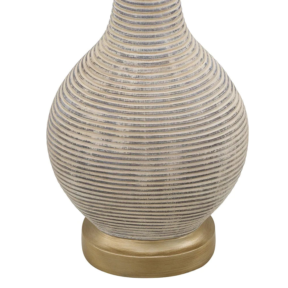 24.5-inch Washed Beige/Gold Farmhouse Table Lamp with White Linen Shade, 9.5-Watt LED Bulbs Included (Set of 2) - 2-Pack--24.5"H