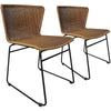 TK Classics Outdoor Wicker Steel Frame Patio Dining Chair Beige/Black (Set of 2)