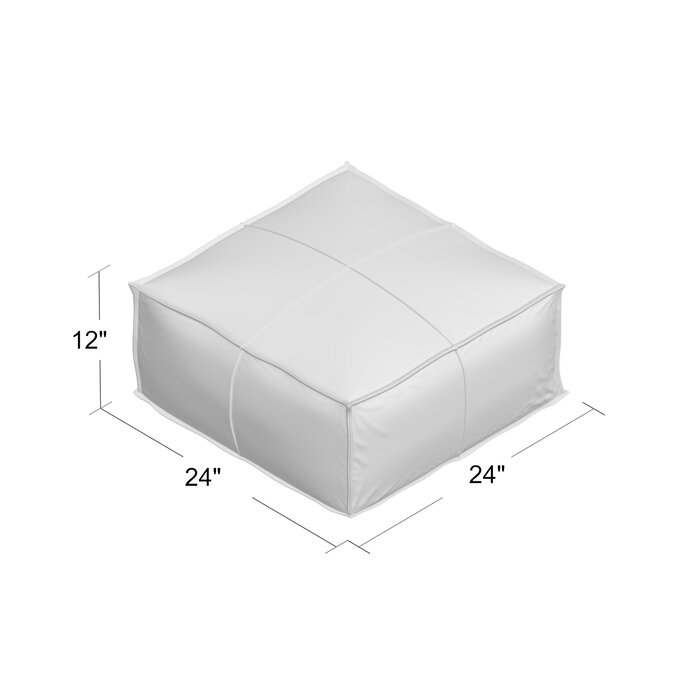 24" Velvet Square Pouf Ottoman, Emerald (#K5833)