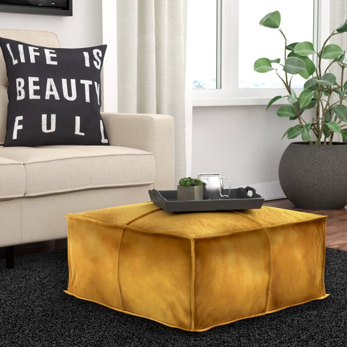 24" Velvet Square Pouf Ottoman LX4643