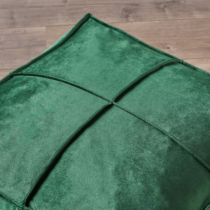 24" Velvet Square Pouf Ottoman, Emerald (#K5833)