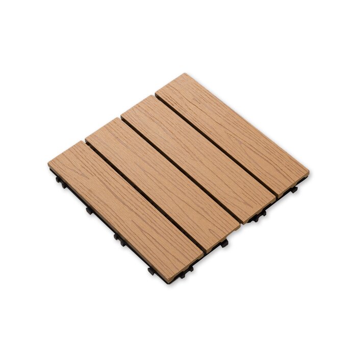 24" x 36" Plastic Interlocking Deck Tile in Oak, 12 Pieces - 2 Boxes
