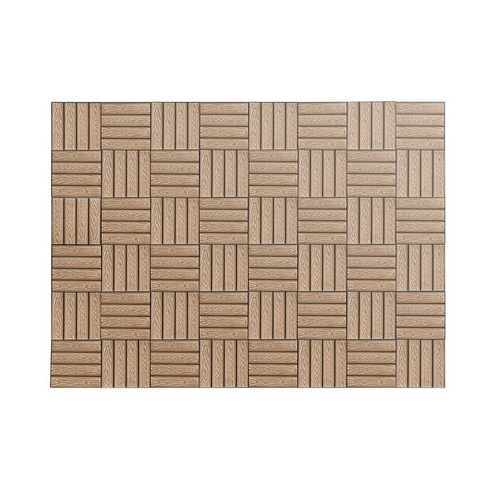24" x 36" Plastic Interlocking Deck Tile in Oak, 12 Pieces - 2 Boxes